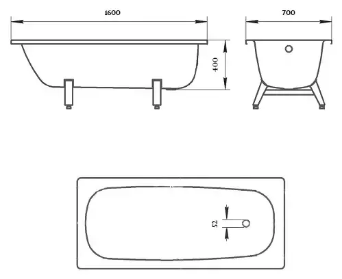 Ванна стальная Виз Donna Vanna 160x70 на ножках