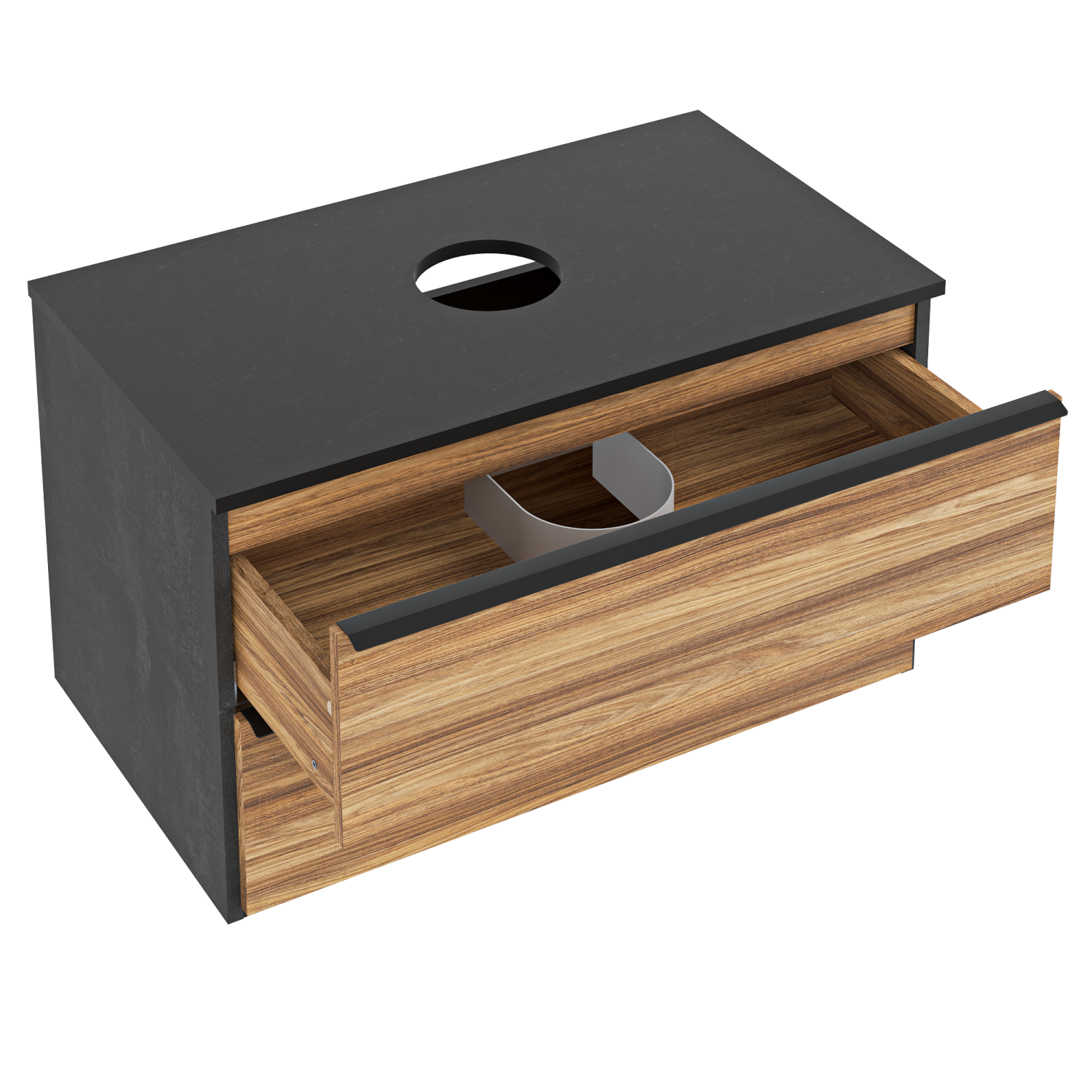 Тумба подвесная Runo Мальта 85 под накладную раковину, дуб/черный