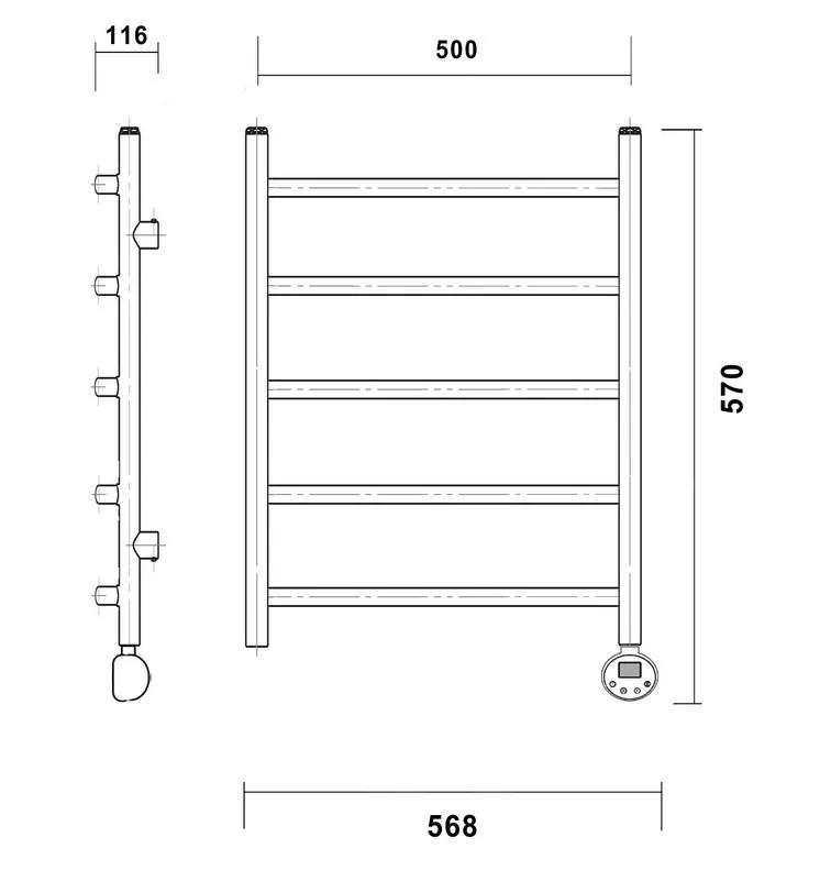 Полотенцесушитель электрический Domoterm Калипсо П5 500x500 ER правый, античная бронза