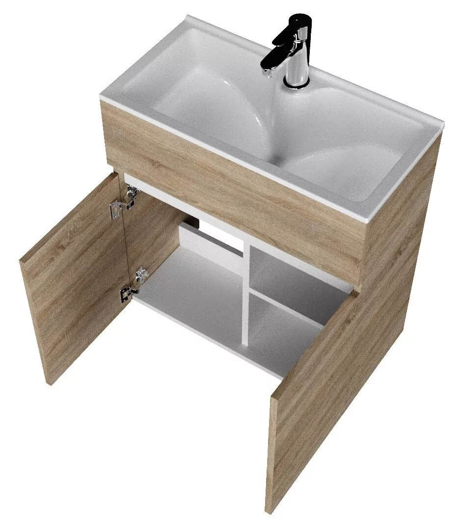 Тумба с раковиной напольная 1Marka Mira 60Н, 2 двери, дуб сонома