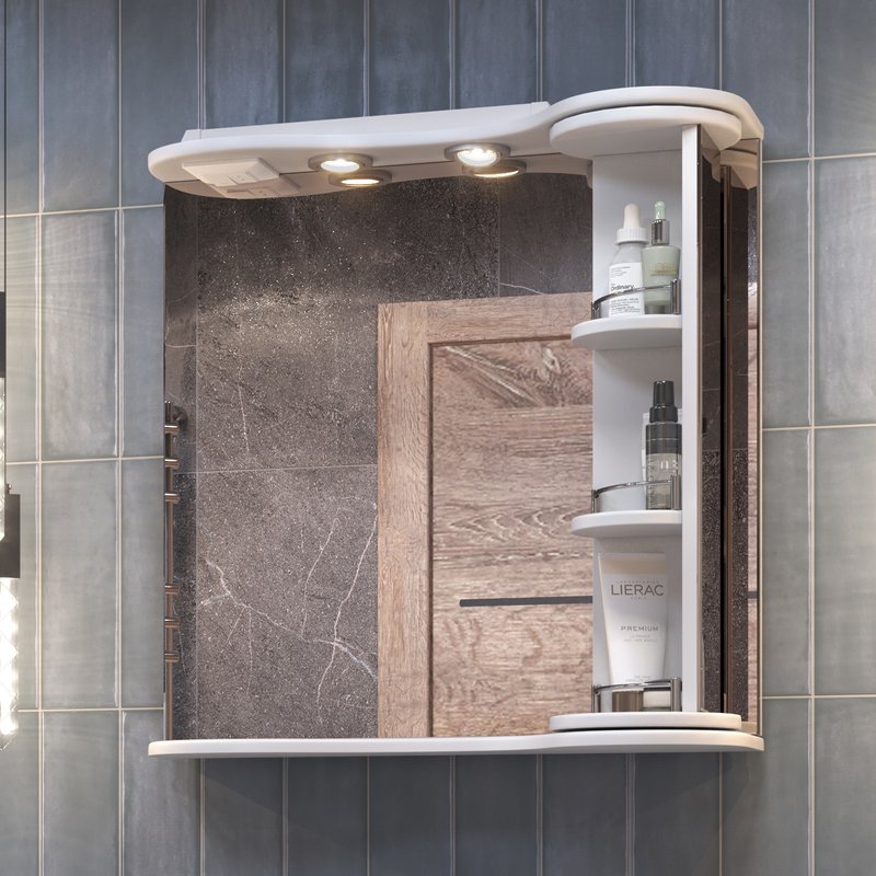 Зеркало-шкаф Vigo Callao 70 крутящееся, свет, белый