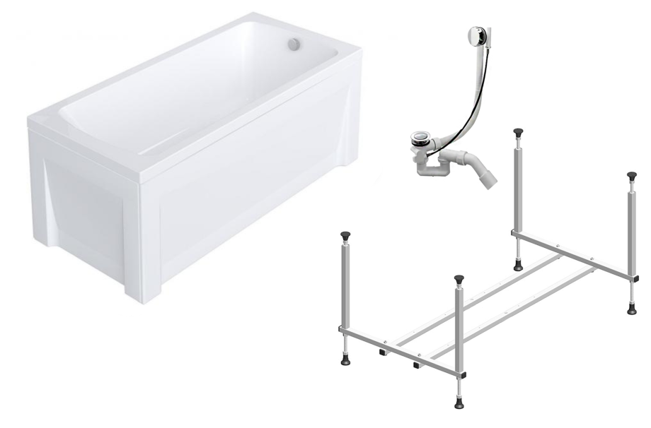 Комплект (5в1) Акриловая ванна TIMO RITTA16570 1650*700*580+Каркас+Слив-перелив+Фронтальная панель+Торцевая панель