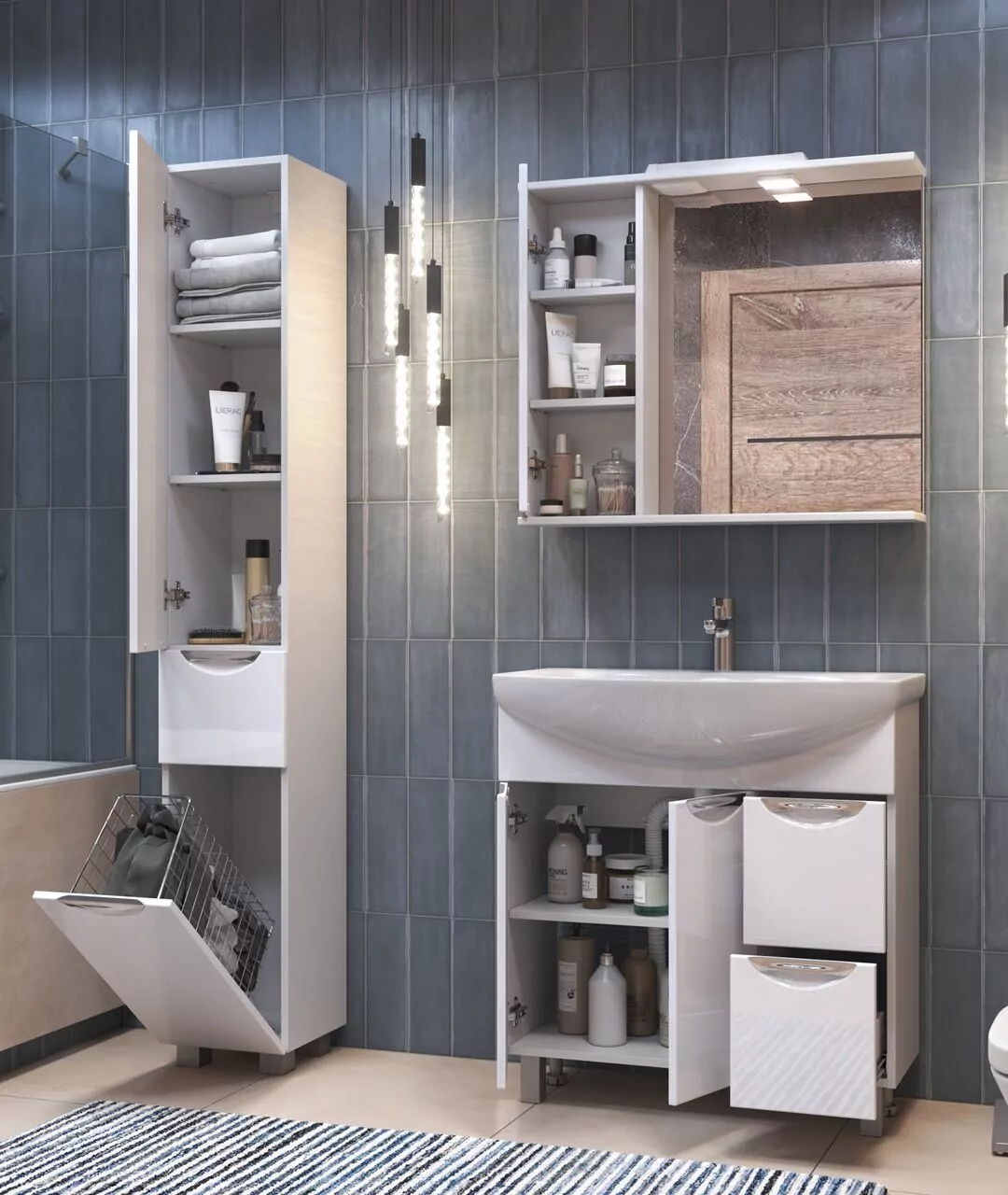 Тумба напольная Vigo Callao 80 с раковиной Балтика 80, 2 ящика, 2 двери, белый