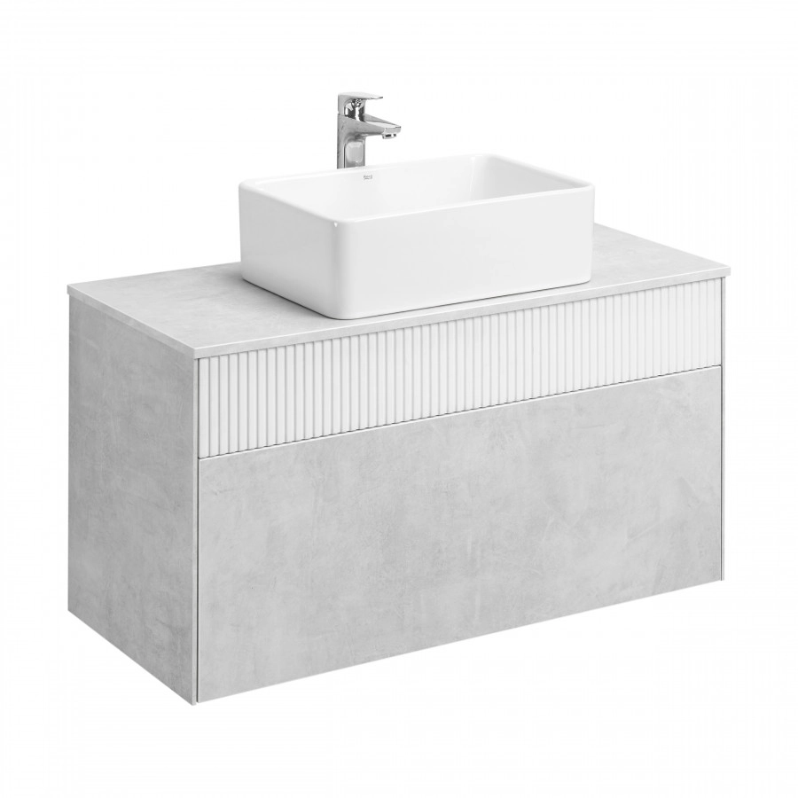 Тумба Aquaton Марбл слэйт 100 с раковиной MILA 50х35, белый матовый