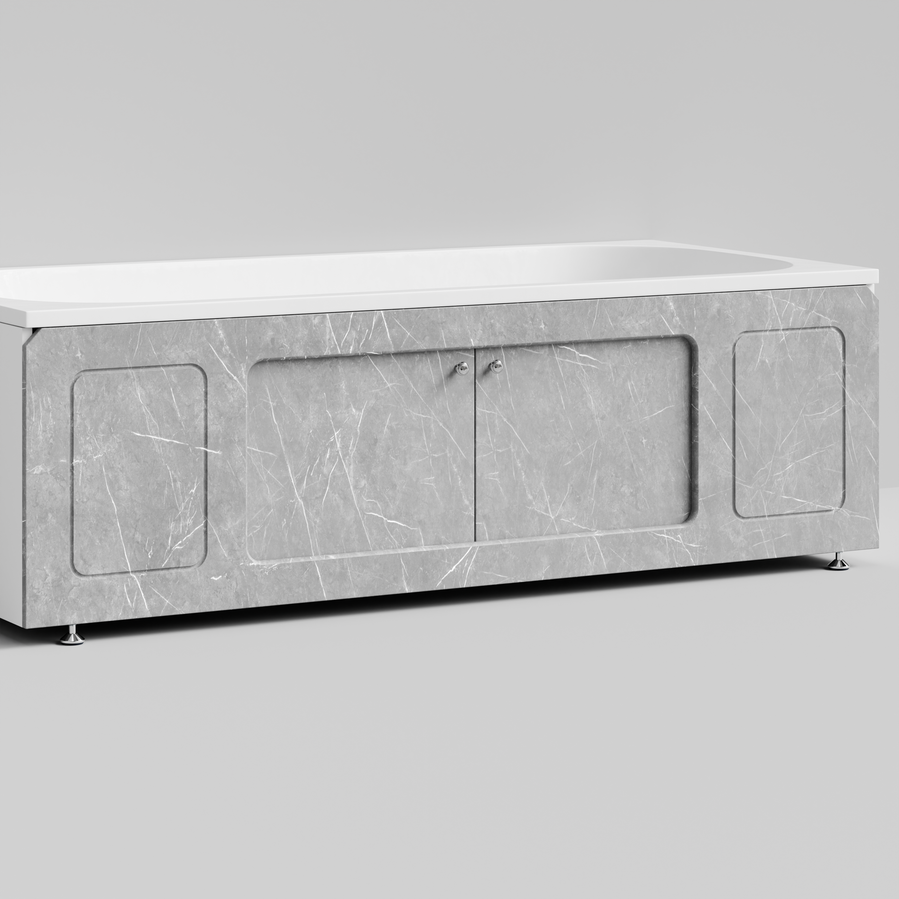 Экран под ванну Vod-ok Лидер 180 раздвижной Мрамор Белый софт тач