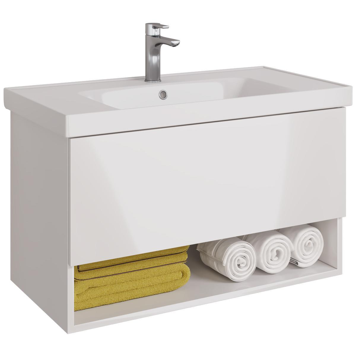 Тумба с раковиной подвесная Dreja Perfecto 90 см, белый