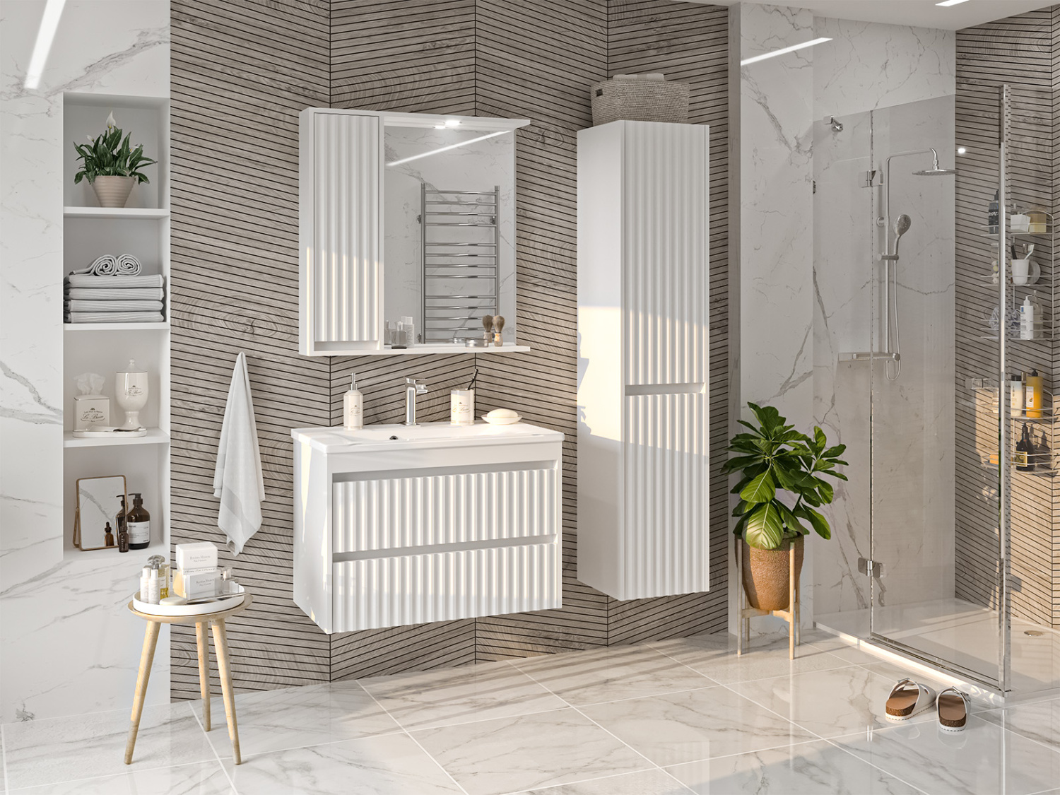 Тумба с раковиной Brevita Balaton 80 подвесная, белый