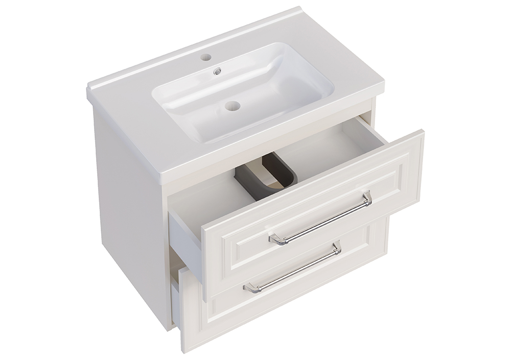 Мебель для ванной ASB Woodline Валенца 80 комплект, подвесной, белый, хром