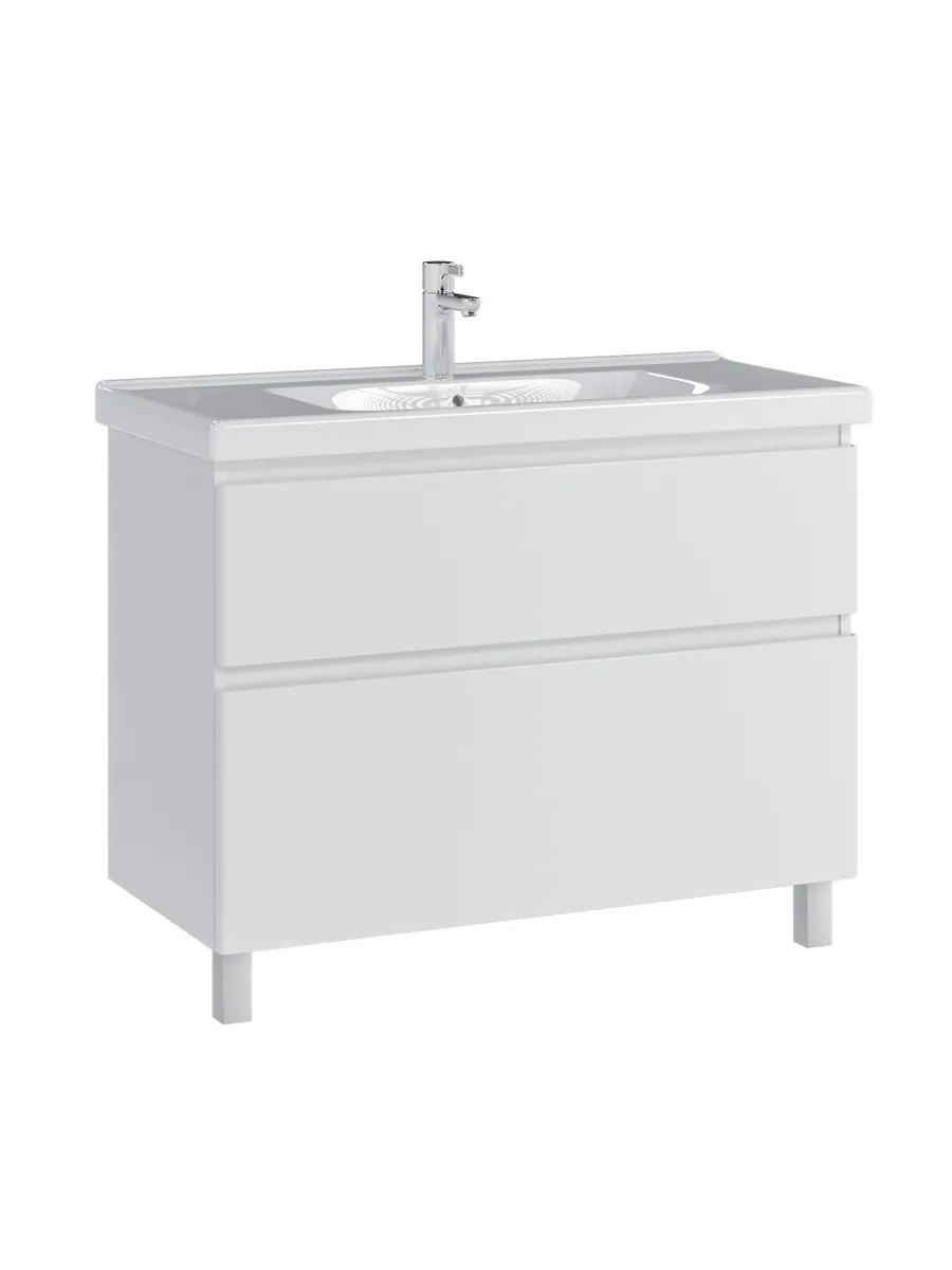 Тумба напольная SanStar Riana 100 с раковиной Миранда 100, белая от магазина Vanna-Vanna.ru!