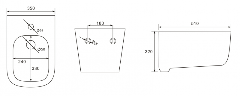 Биде подвесное Esbano GARANT (White) 510x350x320