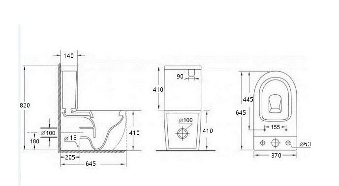 Унитаз напольный Esbano ALAGON-C (Matt Black) 640x385x825