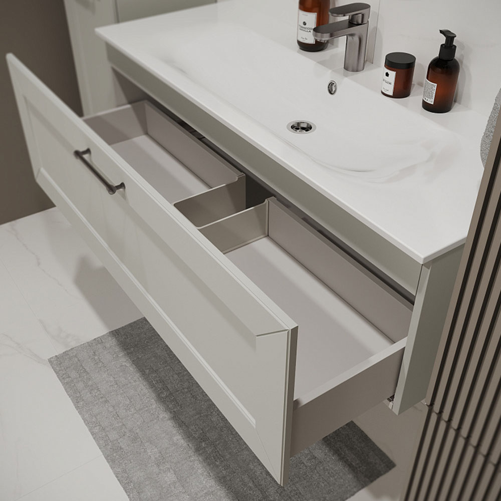 Тумба с раковиной подвесная (120 см) Terminus Victoria VIC101201900301O, белый, ручки черный