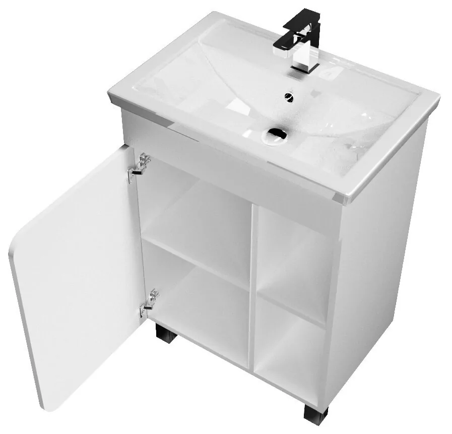 Тумба напольная 1Marka Nuvo 70Н с раковиной Como 70, 1 дверь, белый