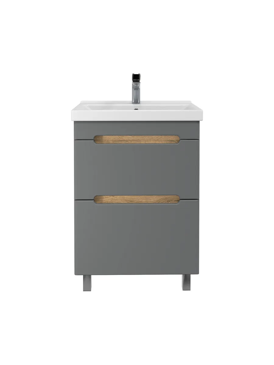 Тумба напольная SanStar Diva 50 с раковиной Фостер 50 Дуб вотан, графит софт