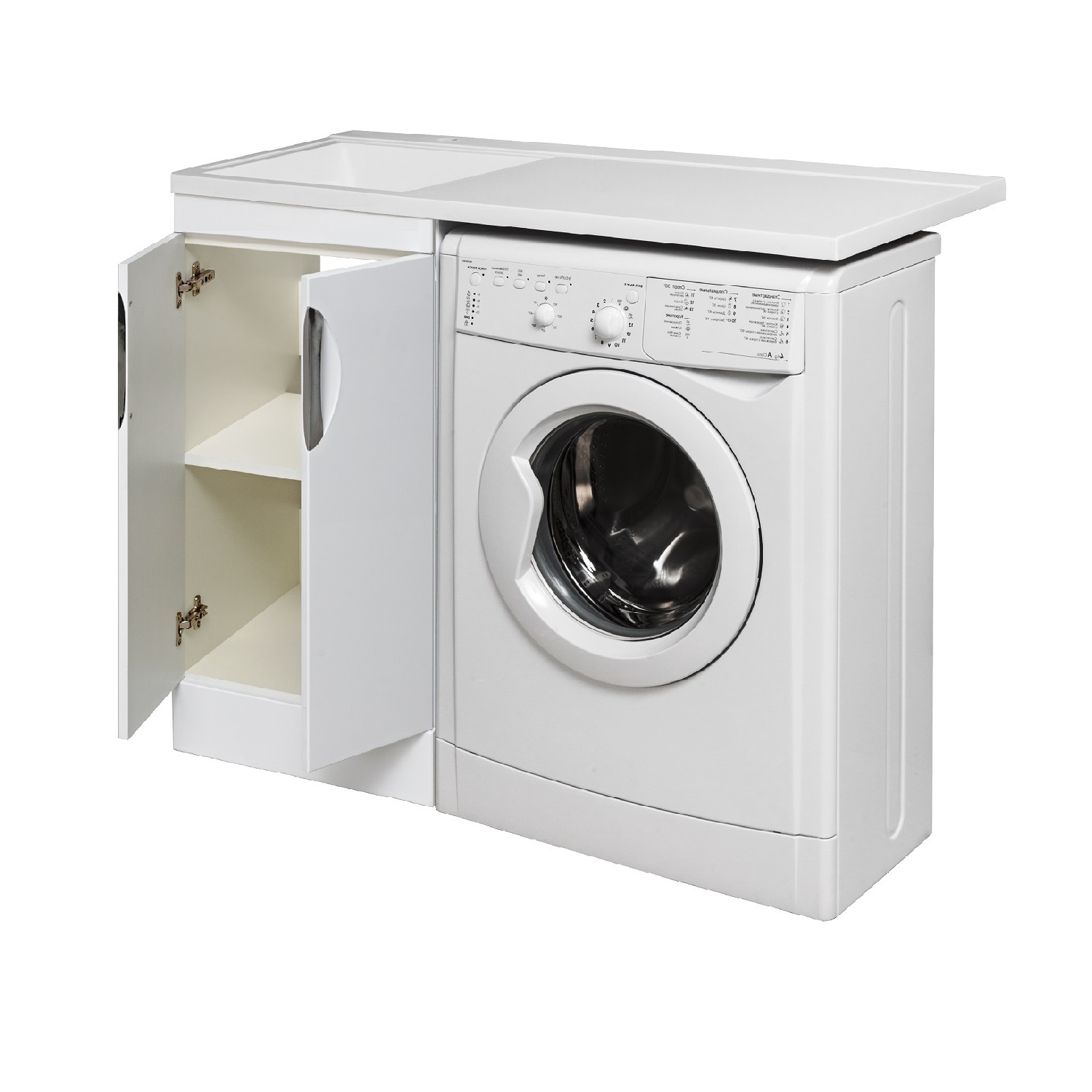 Тумба напольная Runo Лира 45 с раковиной Гамма 105 лайт правое крыло + кронштейн, белый