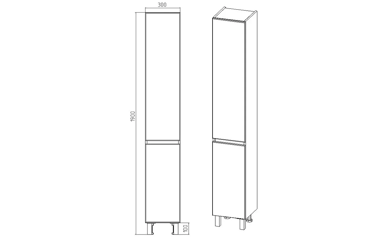 Пенал напольный Viant Мальта 30 L/R белый/дуб вотан