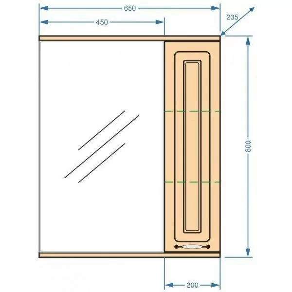 Зеркало-шкаф Stella Polar Кармела 65 R свет, карпатская ель