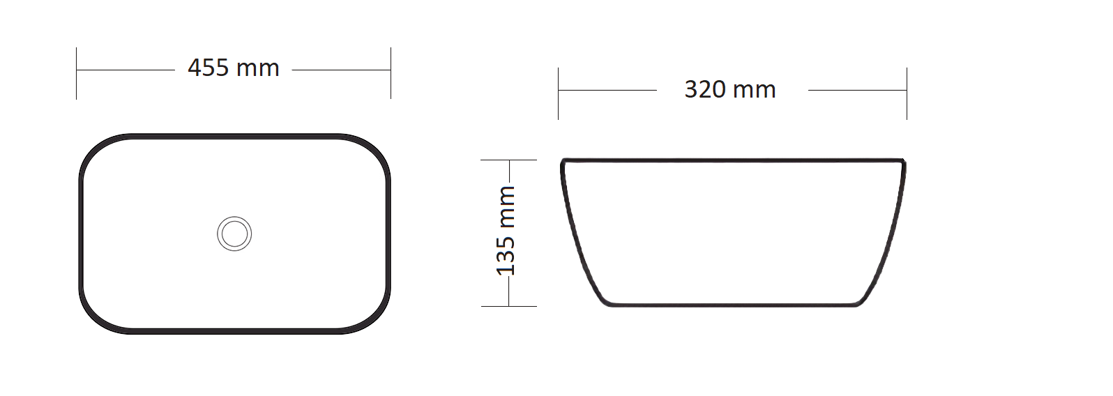Раковина Ceruttispa CR8215MMB накладная, мрамор матовый черный, прямоугольная 455х320х135