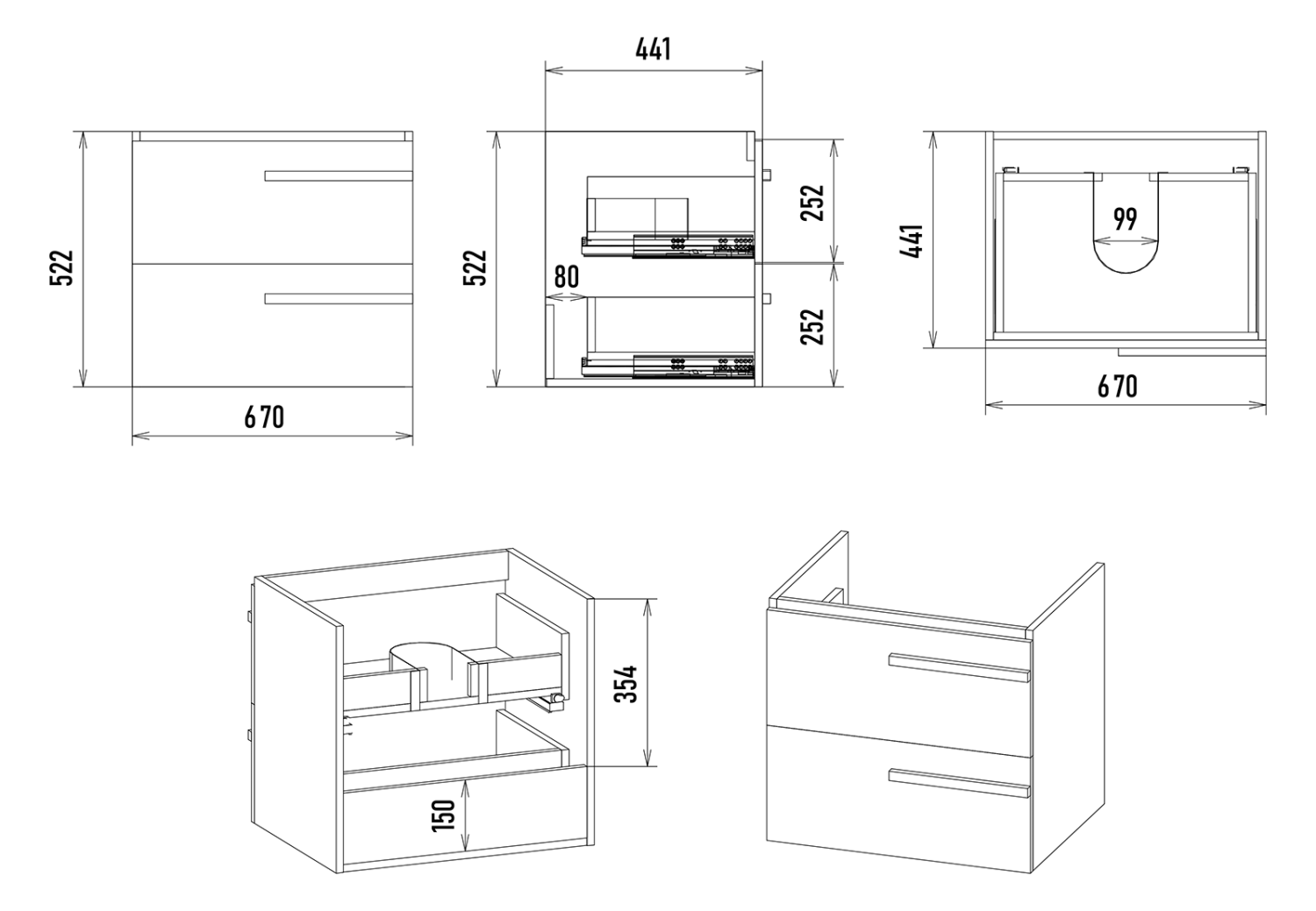 Тумба с раковиной Misty Ненси 70 подвесная, серый
