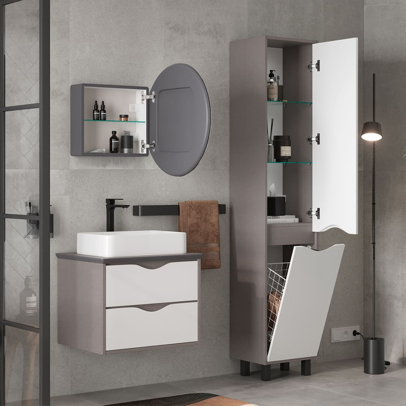 Пенал EQUIL Smile 40 напольный лен антрацит/графит, L/R