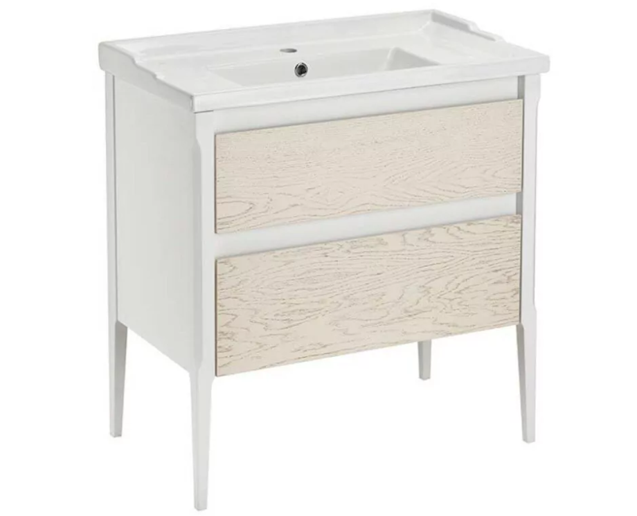 Тумба напольная 2 ящика ASB Woodline Лорена 80 с раковиной Melana 80, бежевая