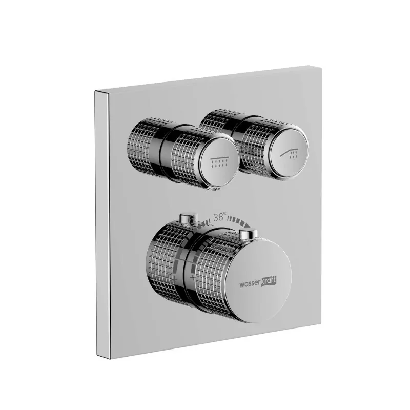 Смеситель с переключателем WasserKraft Dinkel 5848 Thermo встраиваемый, на 2 выхода, с термостатом, хром