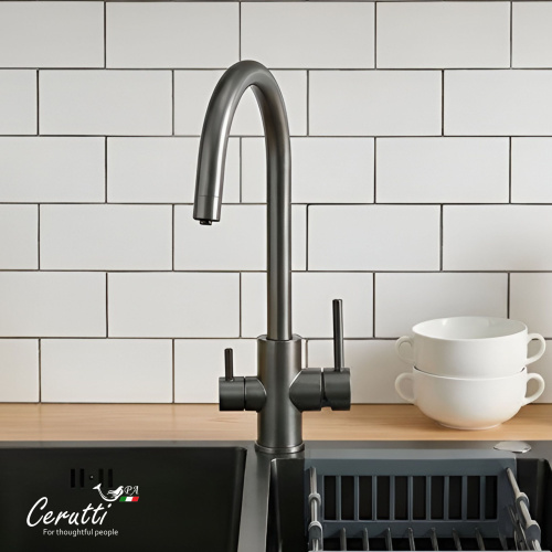 Cмеситель для кухни Ceruttispa Аниэлло GG (ANIELLO GG) из нержавеющей стали, цвет графит