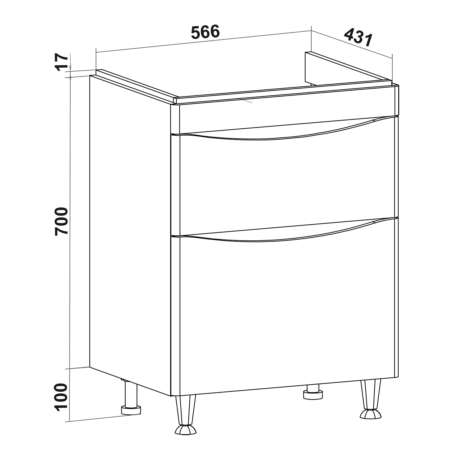 Тумба напольная Runo Афина 60 с раковиной Moduo 60, белый