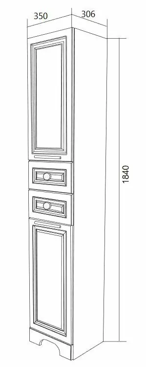 Пенал 1Marka Прованс 35Н 2д.2в.я. L/R напольный, белый