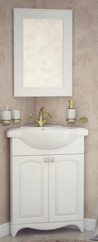 Мебель для ванной Corozo Классика 65 угловая, комплект, напольный, белый