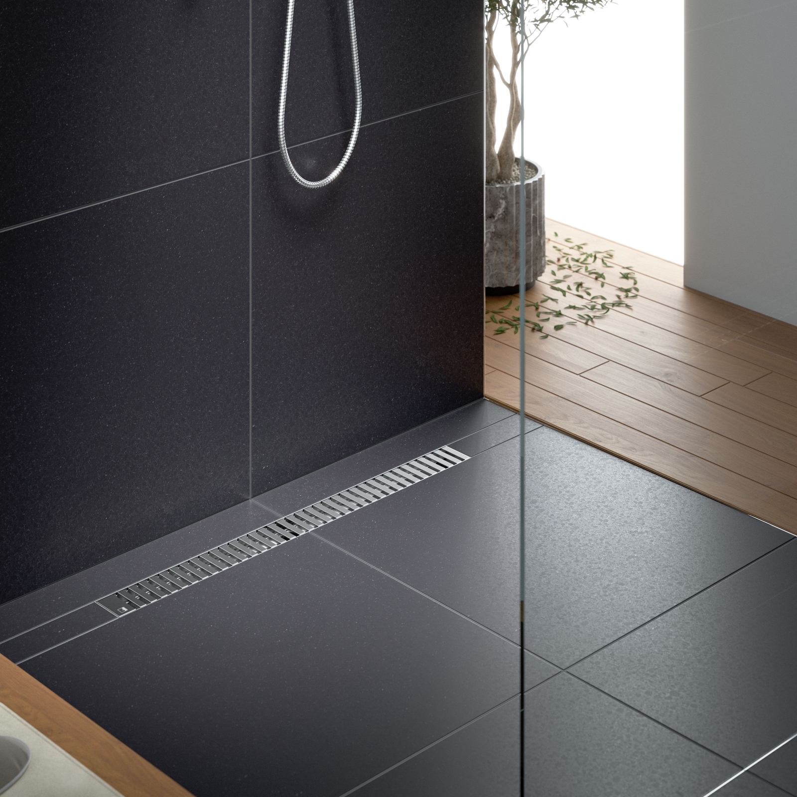 Душевой лоток TIMO Drain System 700 с вставкой "lines", Сатин