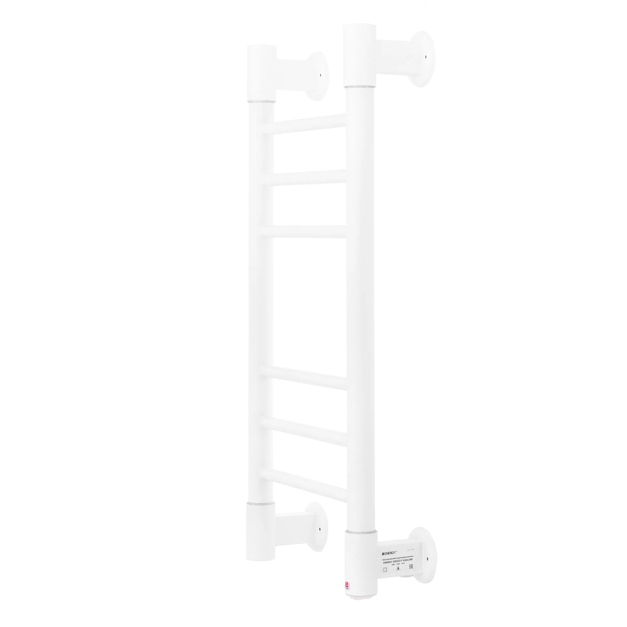 Полотенцесушитель электрический Energy Ergo2 P 650x300 белый матовый, "лесенка" прямая, узкий, скрытый/наружный монтаж