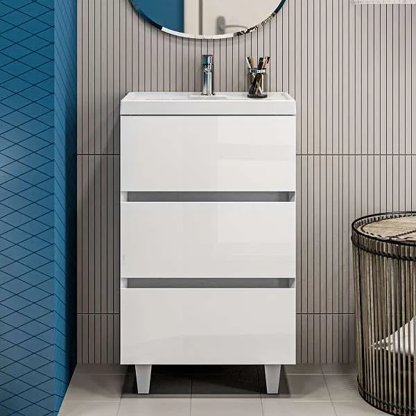 Тумба с раздвижной раковиной напольная 1Marka Bumble 60Н 2я, 2 ящика, белый от магазина Vanna-Vanna.ru!