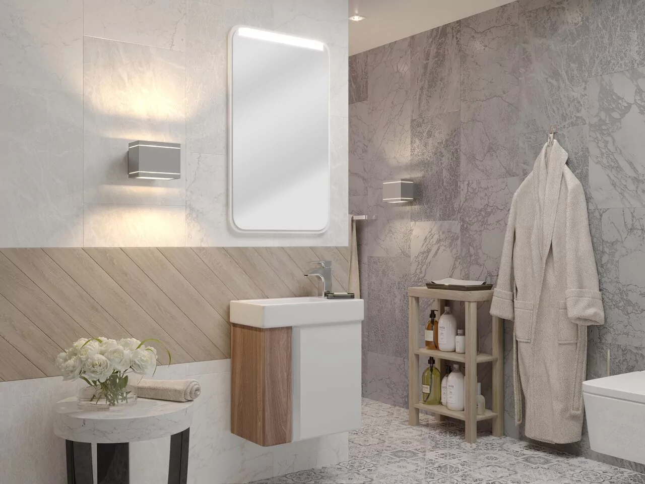 Зеркало Aquaton Вита 46 свет, белый