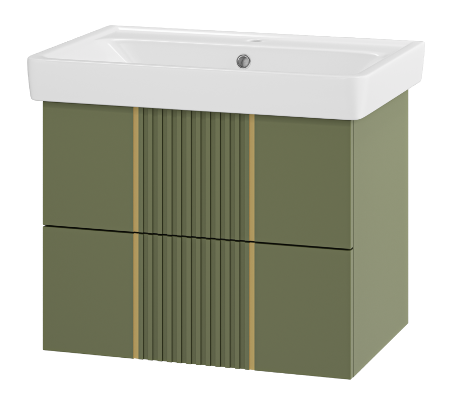 Тумба с раковиной Brevita Vega 70 подвесная, зеленый/патина золото