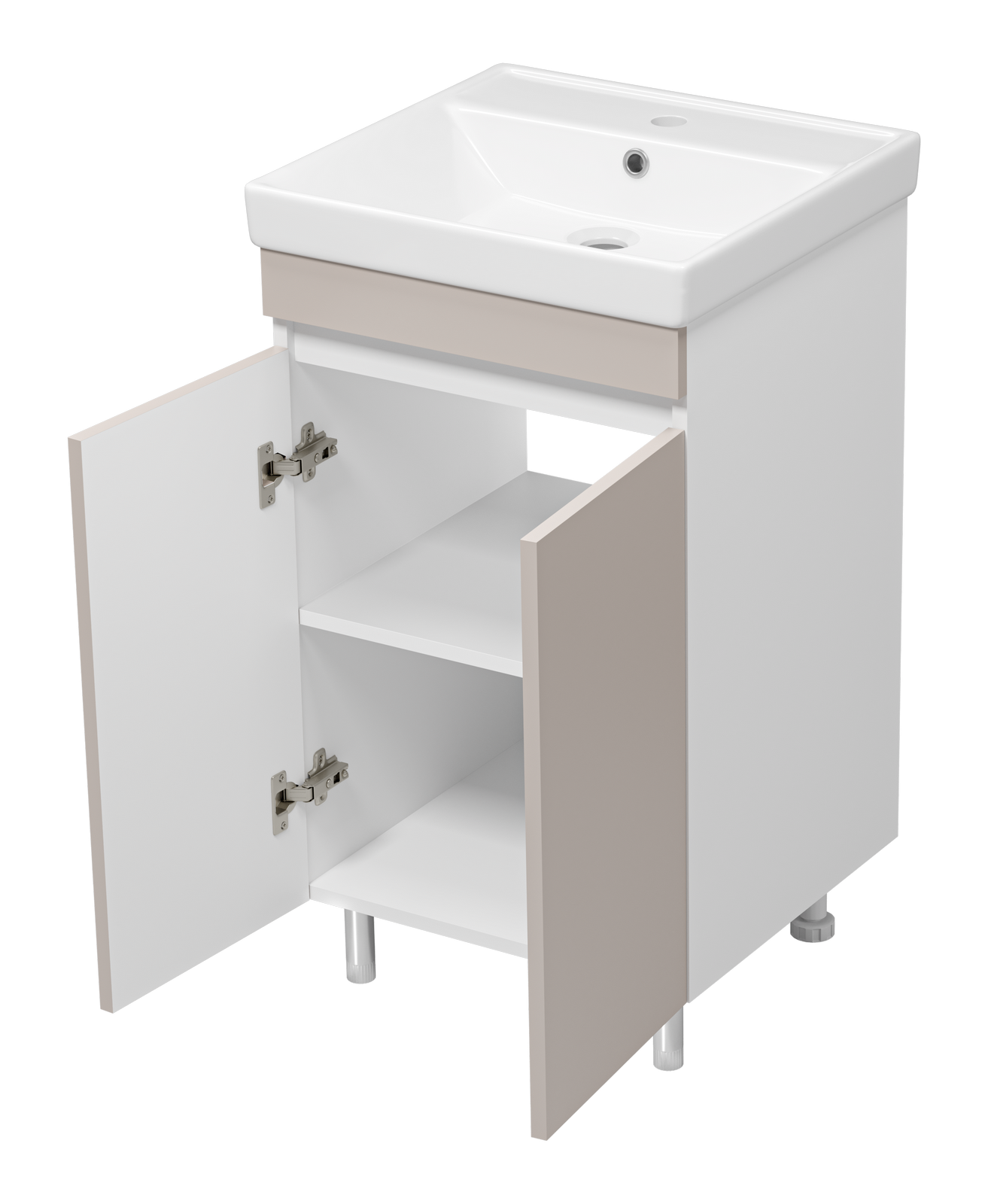 Тумба Misty Майна 50 с раковиной Como 50, напольный, сливки/белый