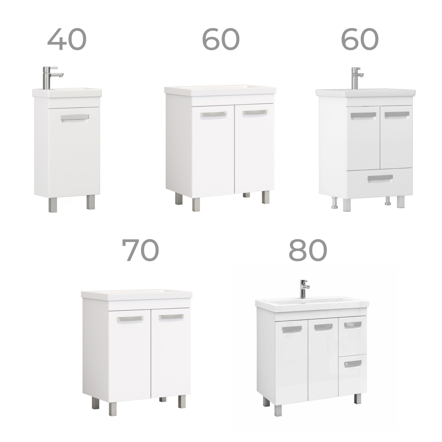 Тумба напольная Vigo Plaza 80 с раковиной Фостер 80, 2 ящика, 2 двери, белый