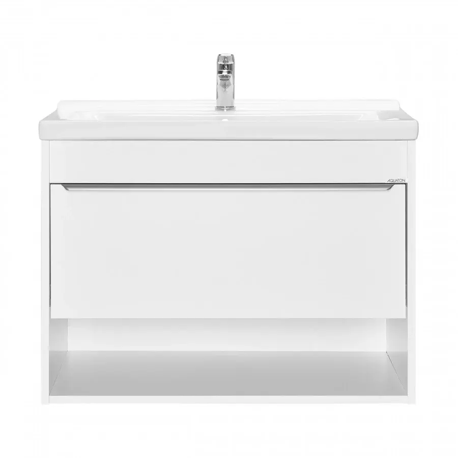 Тумба подвесная Aquaton Хоуп 80 с раковиной Миранда 80, 1 ящик, белый