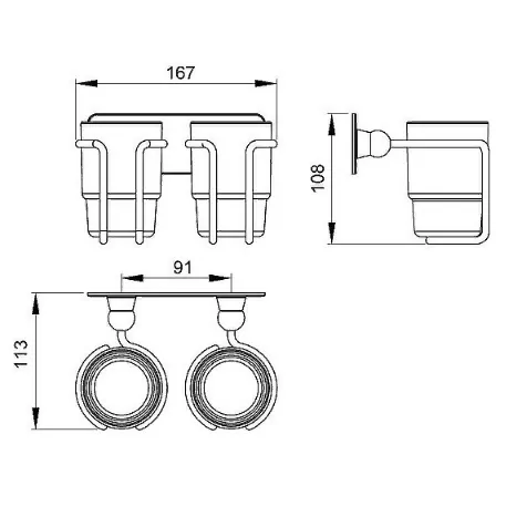 Стакан для щеток двойной Timo Nelson 150032/00 хром