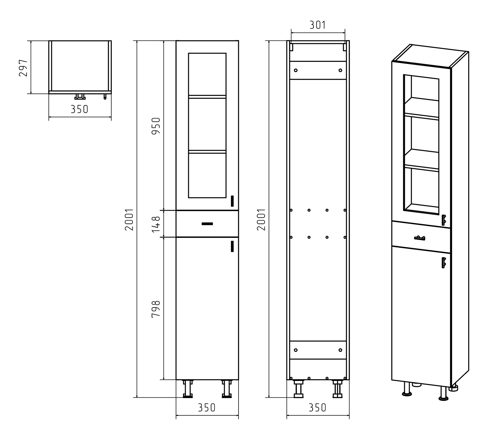 Пенал Misty Урал 35 напольный, L, белый