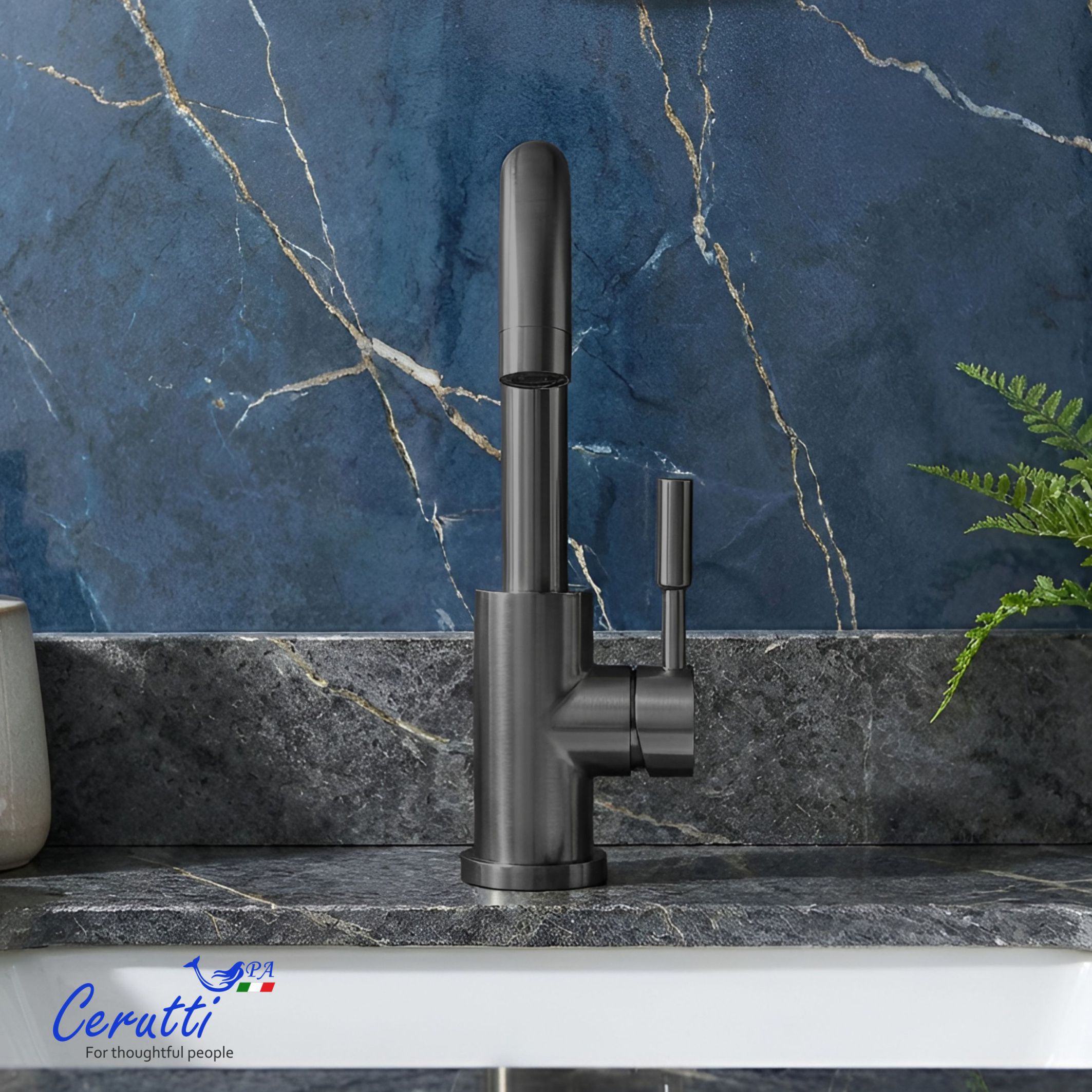 Смеситель для раковины Ceruttispa Сельсо GR (CELSO GR) из нержавеющей стали, цвет серый матовый