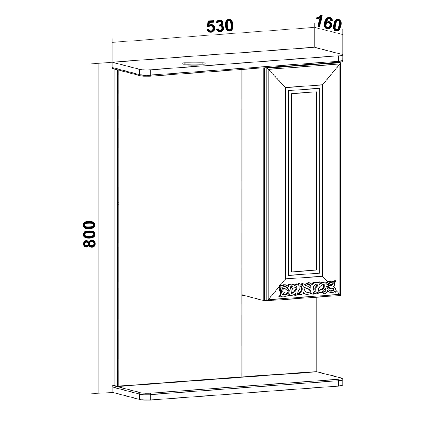 Зеркало-шкаф Runo Монро 53 R, белый