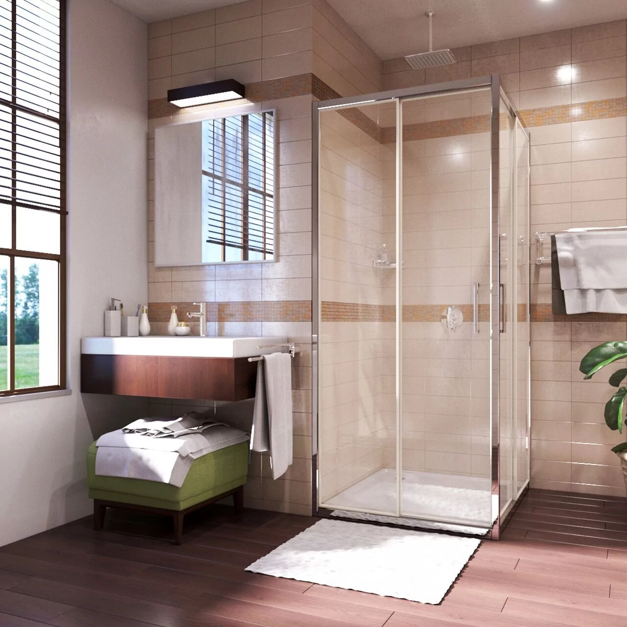 Душевой уголок WasserKraft Main 41S03 Matt glass 90х90 квадратный, без поддона, матовое стекло, хром