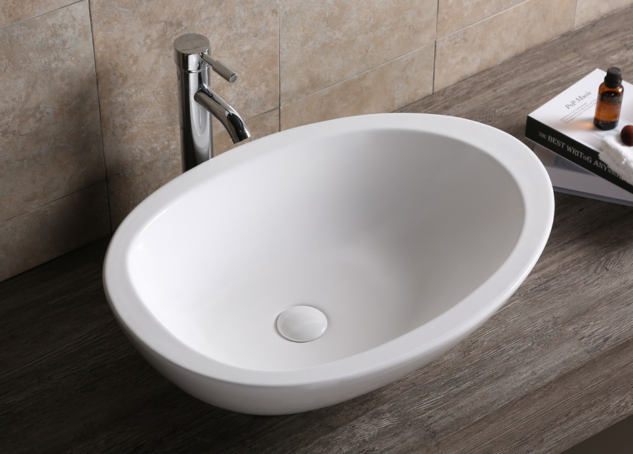 Раковина Ceruttispa CR1005 накладная, белая, асимметричный овал 660х485х160