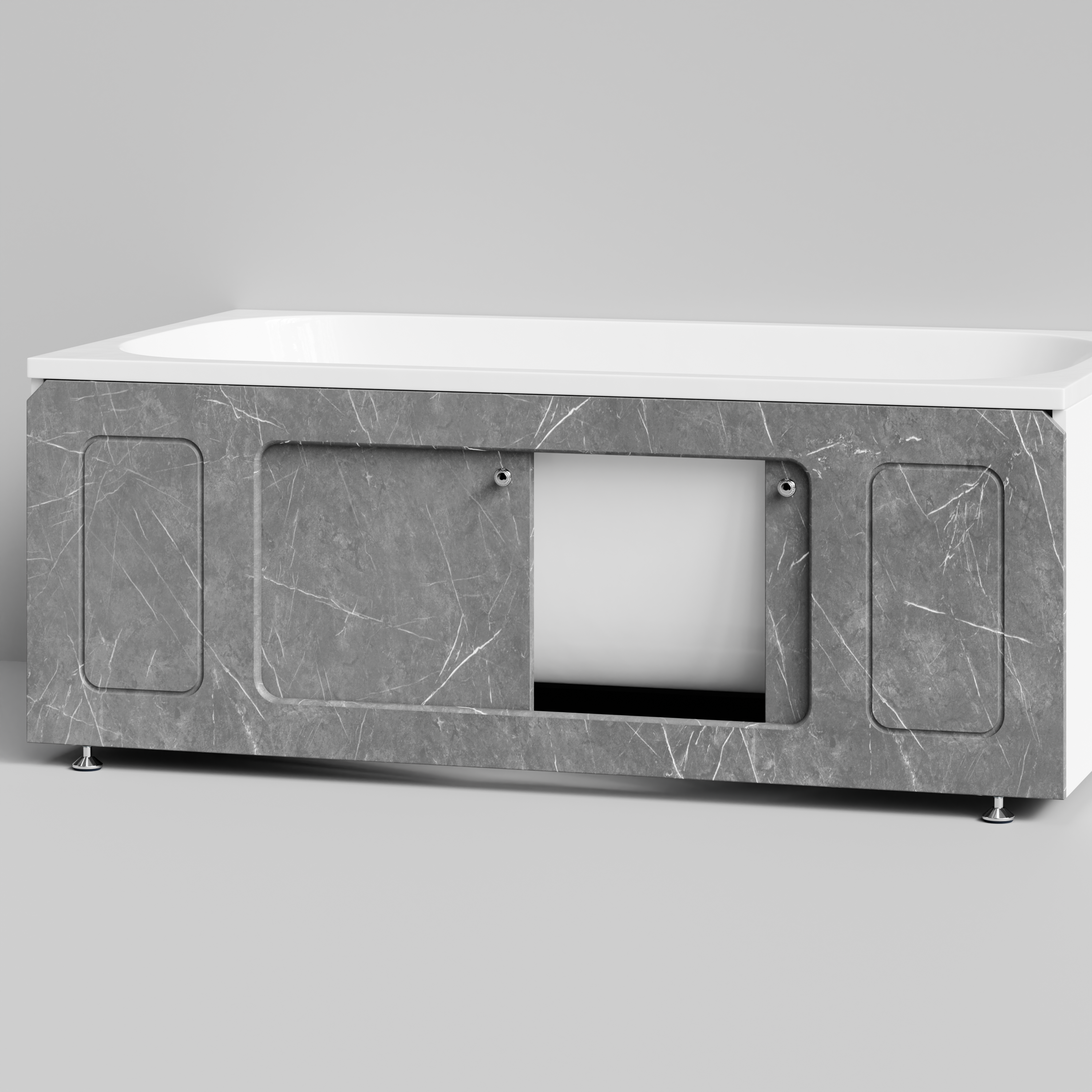 Экран под ванну Vod-ok Лидер 150 раздвижной Мрамор Серый софт тач