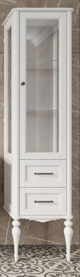 Пенал напольный ValenHouse Эстетика 50 R витрина, белый, хром