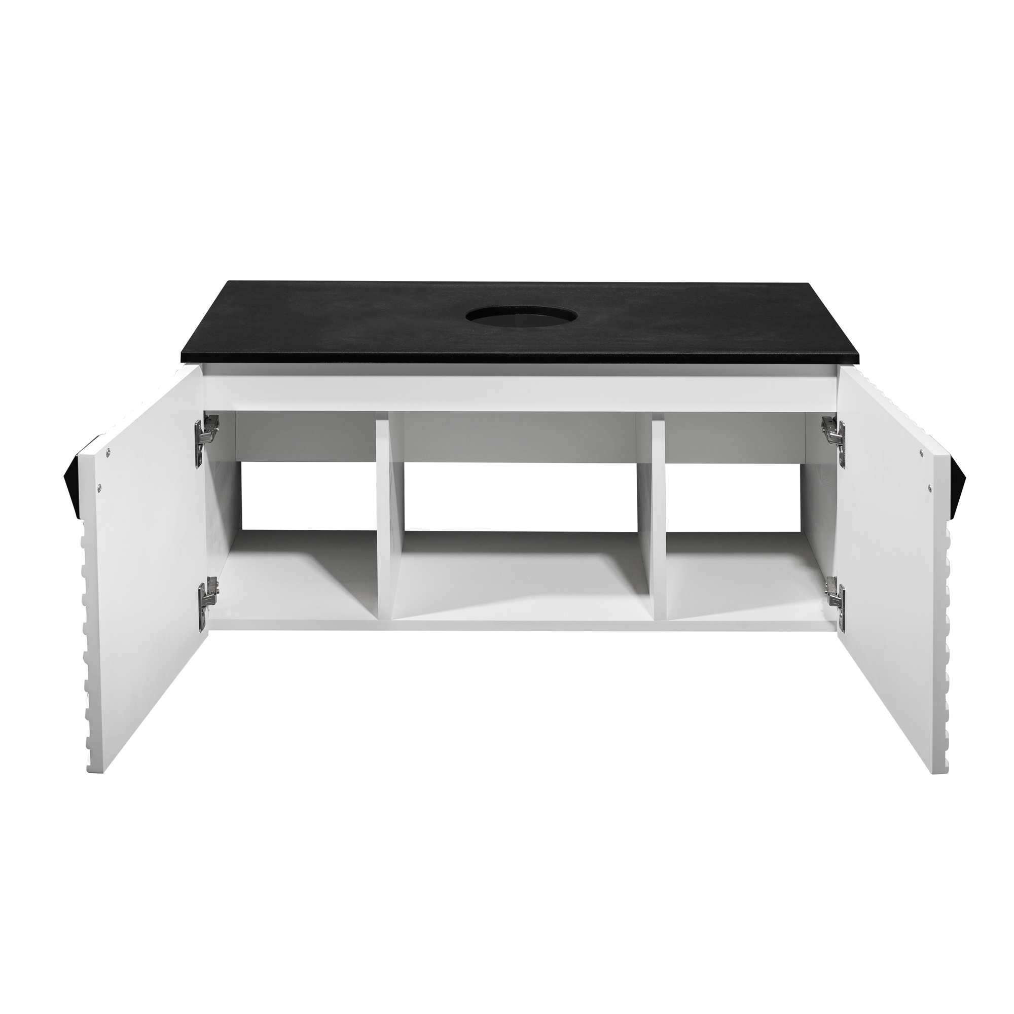 Тумба подвесная Runo Андорра 85 под накладную раковину, белый матовый/чёрный