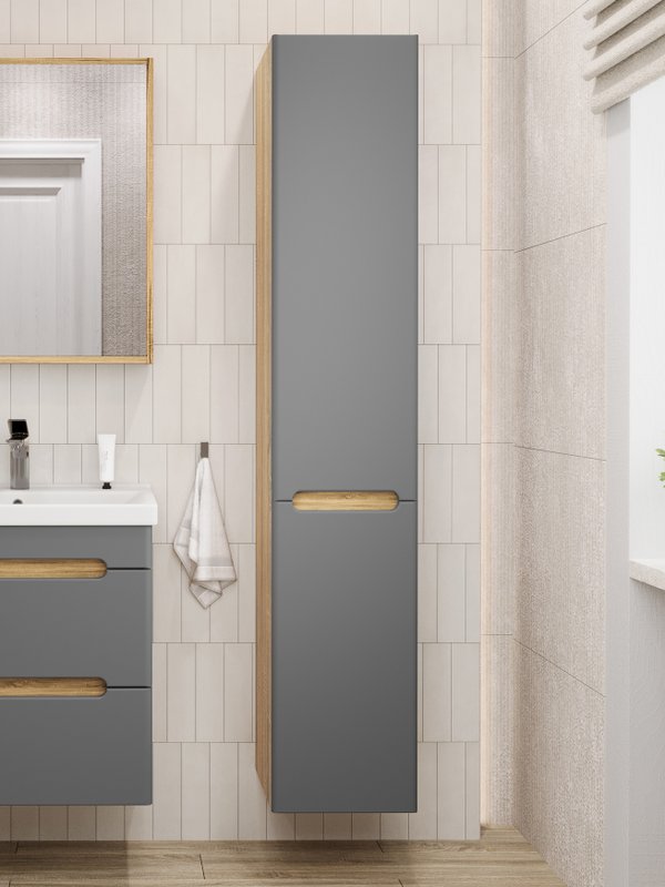 Пенал напольный/подвесной SanStar Diva/Модена, дуб вотан, графит софт