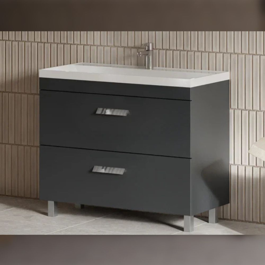 Тумба с раковиной напольная Velvex Orlando tn.ORL.CLA.100.2Y графит, 100 см