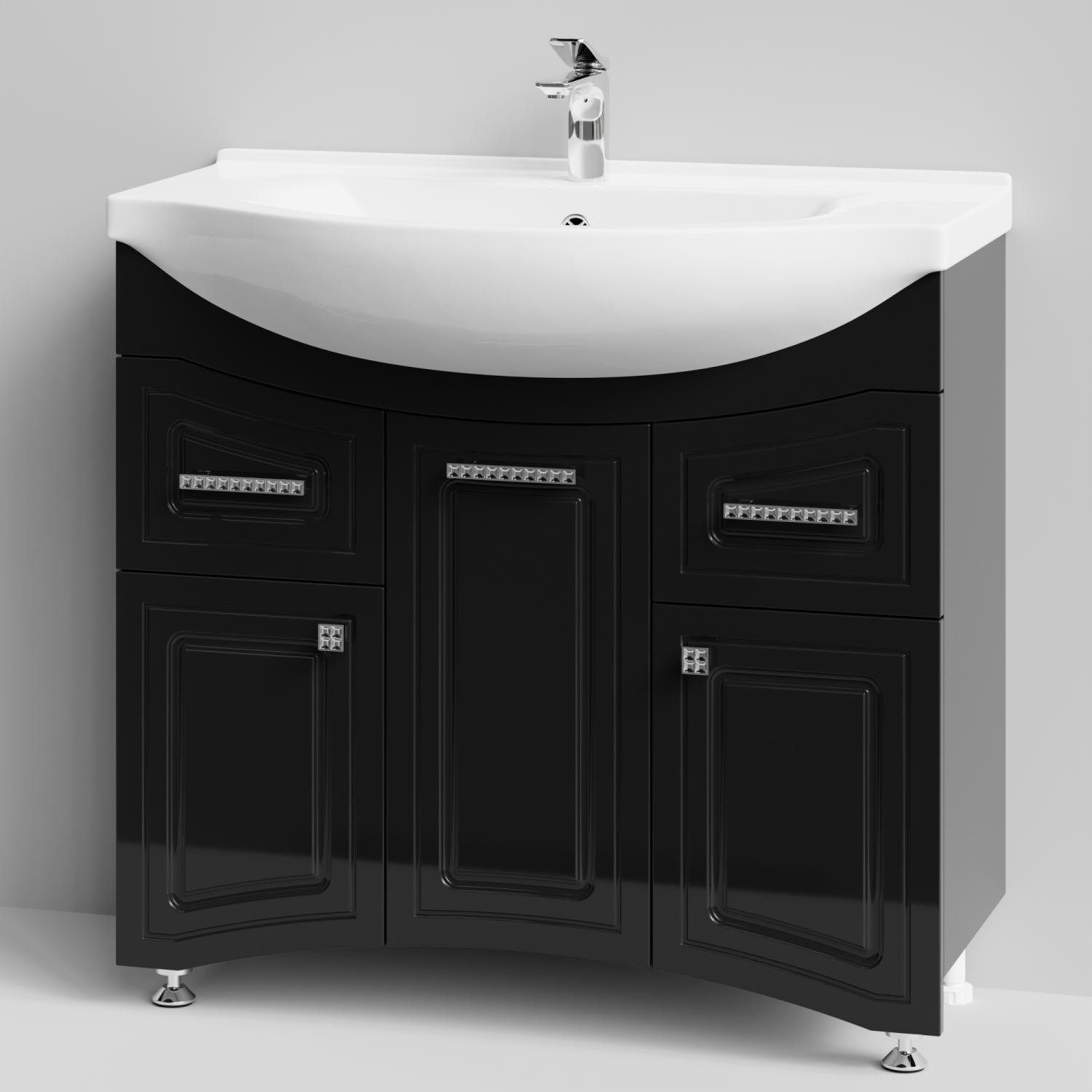 Тумба с раковиной Адам 90 напольная, Черный, петли справа